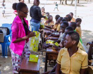 A report on the managing menstrual poverty outreach — photograph from Little Feet Foundation