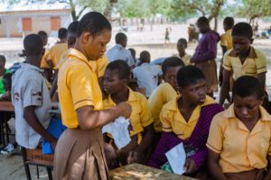 A report on the managing menstrual poverty outreach — photograph from Little Feet Foundation